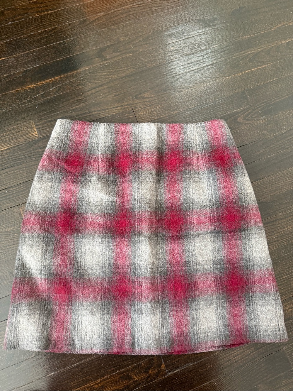Plaid Mini Skirt in Gray and Red
